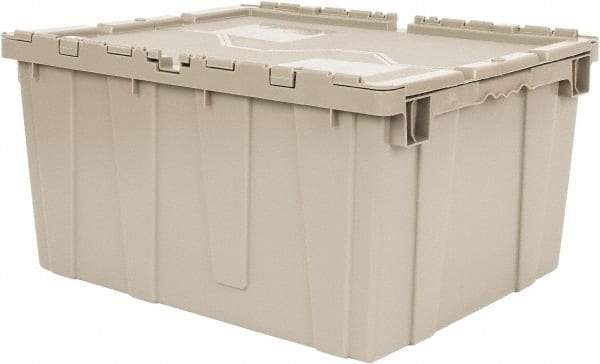 Quantum Storage - 2.44 Cu Ft, 80 Lb Load Capacity Gray Polyethylene Attached-Lid Container - Stacking, Nesting, 23.9" Long x 19.4" Wide x 12-1/2" High, Lid Included - Top Tool & Supply