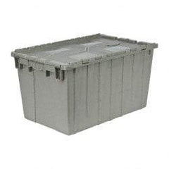 Quantum Storage - 2.2 Cu Ft, 90 Lb Load Capacity Gray Polyethylene Attached-Lid Container - Stacking, Nesting, 25.4" Long x 16.3" Wide x 14.1" High, Lid Included - Top Tool & Supply