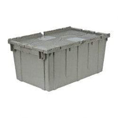 Quantum Storage - 2.5 Cu Ft, 100 Lb Load Capacity Gray Polyethylene Attached-Lid Container - Stacking, Nesting, 27.3" Long x 16.6" Wide x 12-1/2" High, Lid Included - Top Tool & Supply