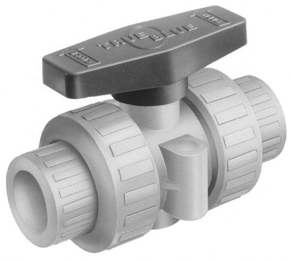 Plast-O-Matic - 1/2" Pipe, Full Port, CPVC True Union Design Ball Valve - Inline - Two Way Flow, FNPT x FNPT Ends, Tee Handle, 175 WOG - Top Tool & Supply