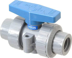 Plast-O-Matic - 1/2" Pipe, Full Port, CPVC True Union Design Ball Valve - Inline - Two Way Flow, FNPT x FNPT Ends, Tee Handle, 175 WOG - Top Tool & Supply