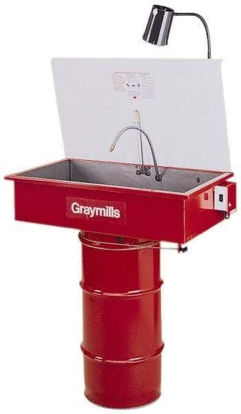 Graymills - Drum Mount Solvent-Based Parts Washer - 20 Gal Max Operating Capacity, Steel Tank, 67-1/8" High x 36" Long x 20" Wide, 115 Input Volts - Top Tool & Supply