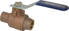 NIBCO - 1/2" Pipe, Full Port, Bronze Standard Ball Valve - 2 Piece, Inline - One Way Flow, Soldered x Soldered Ends, Lever Handle, 600 WOG, 150 WSP - Top Tool & Supply