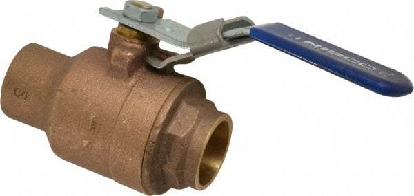 NIBCO - 1" Pipe, Full Port, Bronze Standard Ball Valve - 2 Piece, Inline - One Way Flow, Soldered x Soldered Ends, Locking Lever Handle, 600 WOG, 150 WSP - Top Tool & Supply