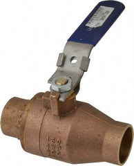 NIBCO - 1-1/2" Pipe, Full Port, Bronze Standard Ball Valve - 2 Piece, Inline - One Way Flow, Soldered x Soldered Ends, Locking Lever Handle, 600 WOG, 150 WSP - Top Tool & Supply