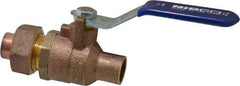 NIBCO - 1/2" Pipe, Full Port, Bronze Single Union Ends Ball Valve - 2 Piece, Inline - One Way Flow, Soldered x Soldered Ends, Lever Handle, 600 WOG, 150 WSP - Top Tool & Supply