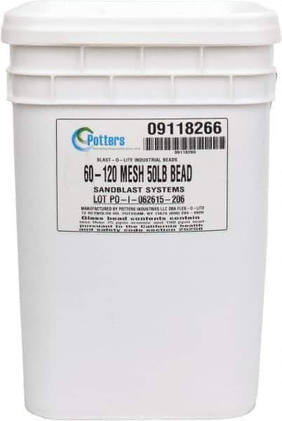 Made in USA - Medium Grade Smooth Glass Bead - 60 to 120 Grit, 50 Lb Pail - Top Tool & Supply