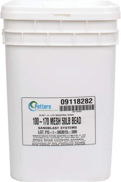 Made in USA - Medium/Fine Grade Smooth Glass Bead - 100 to 170 Grit, 50 Lb Pail - Top Tool & Supply