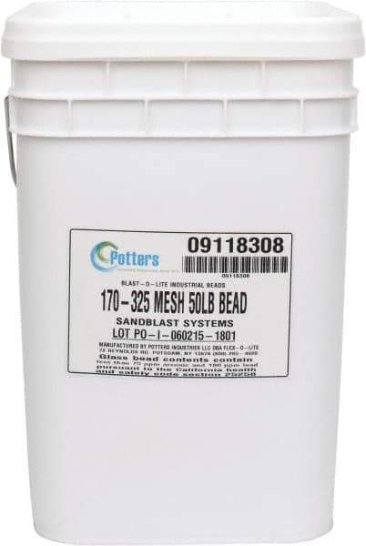 Made in USA - Fine Grade Smooth Glass Bead - 170 to 325 Grit, 50 Lb Pail - Top Tool & Supply