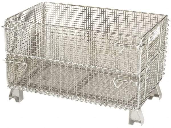 Nashville Wire - 32" Long x 20" Wide x 16" High Steel Basket-Style Bulk Folding Wire Mesh Container - 1,000 Lb. Load Capacity - Top Tool & Supply