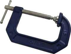 Irwin - Regular-Duty 4" Max Opening, 3" Throat Depth, Cast Iron Standard C-Clamp - 1,000 Lb Capacity, 0" Min Opening, Standard Throat Depth - Top Tool & Supply