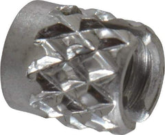 E-Z LOK - #4-40 UNC Stainless Steel Flush Press Fit Threaded Insert for Plastic - 3/16" OAL, 0.166" Insert Diam, 5/32" Hole Diam, 5/32" Drill - Top Tool & Supply