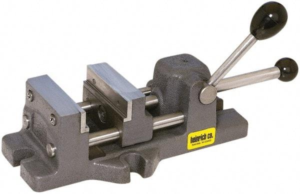 Heinrich - 4-11/16" Jaw Opening Capacity x 1-5/16" Throat Depth, Horizontal Drill Press Vise - 4" Wide x 4-11/16" High Jaw, Stationary Base, Standard Speed - Top Tool & Supply