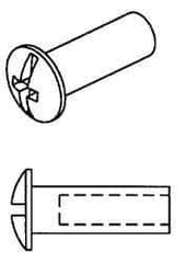 Made in USA - #10-24 Thread Barrel, Slotted/Phillips Drive, Stainless Steel Sex Bolt & Binding Post - 1/4" Long Barrel, Grade 18-8 - Top Tool & Supply