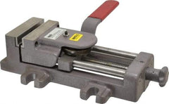 Heinrich - 4" Jaw Opening Capacity x 1-3/8" Throat Depth, Horizontal Drill Press Vise - 4" Wide x 1-3/8" High Jaw, Stationary Base, Standard Speed, 11-3/4" OAL - Top Tool & Supply