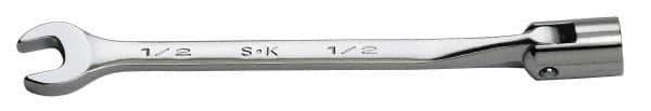 SK - 7/16" 12 Point Flexhead Combination Wrench - 7" OAL, Steel, Chrome Finish - Top Tool & Supply