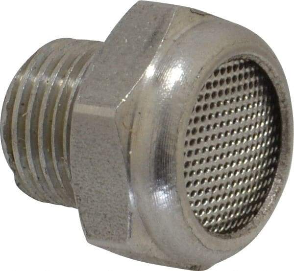 Legris - 1/8 Male NPT, 14mm Hex, Exhaust Muffler - 175 Max psi, 108 Decibel Rating, Stainless Steel - Top Tool & Supply