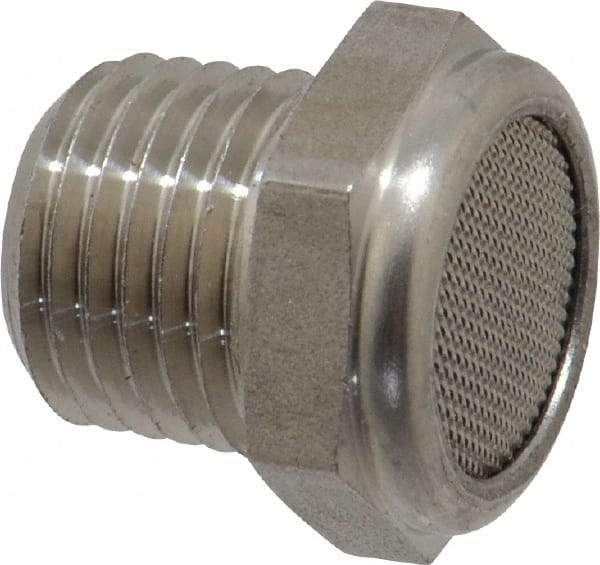 Legris - 1/4 Male NPT, 17mm Hex, Exhaust Muffler - 175 Max psi, 108 Decibel Rating, Stainless Steel - Top Tool & Supply