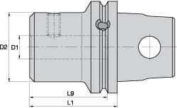 Kennametal - KM63XMZ Modular Connection 16mm Hole End Mill Holder/Adapter - 48mm Nose Diam, 60mm Projection, Through-Spindle Coolant - Exact Industrial Supply