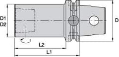 Kennametal - KM63UT Outside Modular Connection, KM40 Inside Modular Connection, KM63 to KM50 Reducing Adapter - 80.01mm Projection, 40.01mm Nose Diam, 120.02mm OAL, Through Coolant - Exact Industrial Supply