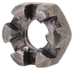 Value Collection - 1/4-20 UNC Grade 2 Steel Slotted Locknut - 7/16" Width Across Flats, 7/32" High, Uncoated - Top Tool & Supply