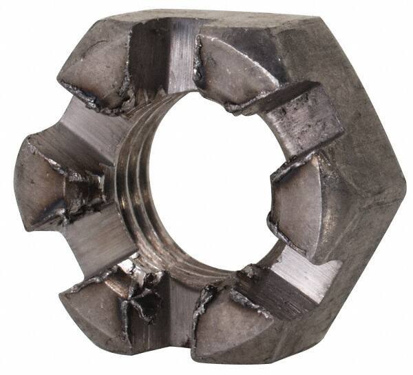 Value Collection - 5/16-24 UNF Grade 2 Steel Slotted Locknut - 1/2" Width Across Flats, 17/64" High, Uncoated - Top Tool & Supply