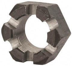 Value Collection - 1-1/8 - 12 UNF Grade 2 Steel Slotted Locknut - 1-11/16" Width Across Flats, 31/32" High, Uncoated - Top Tool & Supply