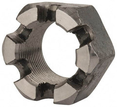 Value Collection - 1-1/2 - 12 UNF Grade 2 Steel Slotted Locknut - 2-1/4" Width Across Flats, 1-9/32" High, Uncoated - Top Tool & Supply