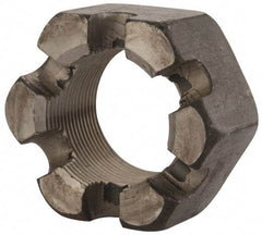 Value Collection - 1-3/4 - 12 UNF Grade 2 Steel Slotted Locknut - 2-5/8" Width Across Flats, 1-1/2" High, Uncoated - Top Tool & Supply