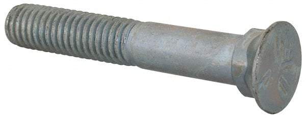 Value Collection - 3/8-16 UNC, 2-1/2" OAL, Steel Plow Bolt - Zinc-Plated Finish, Grade 5 - Top Tool & Supply