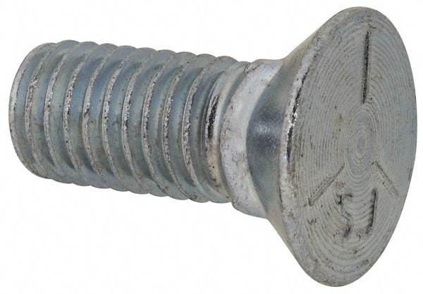 Value Collection - 1/2-13 UNC, 1-1/4" OAL, Steel Plow Bolt - Zinc-Plated Finish, Grade 5 - Top Tool & Supply