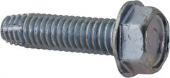 Value Collection - 5/16-18 UNC Thread, 1-1/4" Length Under Head, Hex Drive Steel Thread Cutting Screw - Hex Head, Grade 2, Point Type F, Zinc-Plated Finish - Top Tool & Supply