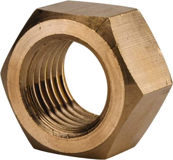 Value Collection - 1-1/4 - 7 UNC Brass Right Hand Hex Nut - 1-7/8" Across Flats, 1-1/16" High, Brass Finish - Top Tool & Supply