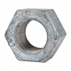 Value Collection - 1-1/2 - 6 UNC Steel Right Hand Hex Nut - 2-1/4" Across Flats, 1-9/32" High, Hot Dipped Galvanized Finish - Top Tool & Supply