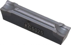 Kennametal - A4C4 CF KC5025 Grade, 0.1594" Cutting Width, Carbide Cutoff Insert - 0° Neutral Lead Angle, 0.0079" Cnr Rad, TiAlN Coated - Top Tool & Supply