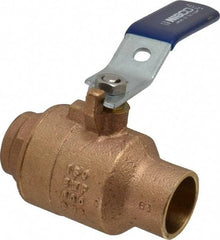 NIBCO - 1" Pipe, Full Port, Bronze Standard Ball Valve - 2 Piece, Inline - One Way Flow, Soldered x Soldered Ends, Lever Handle, 600 WOG, 150 WSP - Top Tool & Supply