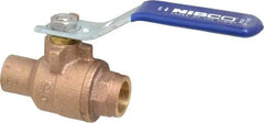 NIBCO - 1/2" Pipe, Full Port, Bronze Standard Ball Valve - 2 Piece, Inline - One Way Flow, Soldered x Soldered Ends, Lever Handle, 600 WOG, 150 WSP - Top Tool & Supply