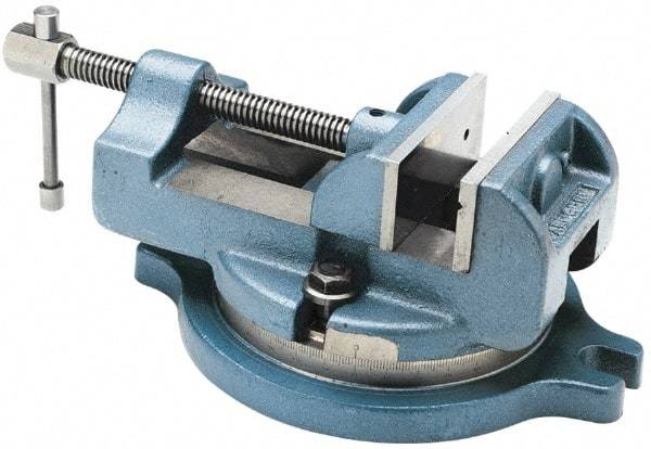 Palmgren - 4" Jaw Width, 4" Jaw Opening Capacity, Horizontal Swivel Machine Vise - Manual Operation, 1 Station, 11-3/4" Long x 4-3/4" High x 1-3/4" Deep, 1-3/4" Jaw Height, 30,000 psi Max Clamp Force, Cast Iron - Top Tool & Supply