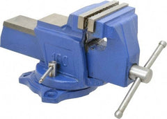 Interstate - 4" Jaw Width, 3-17/32" Opening Capacity, 2-1/4" Throat Depth, Cast Iron Swivel Bench Vise - Bolt Down Base Attachment, 5.77" High - Top Tool & Supply