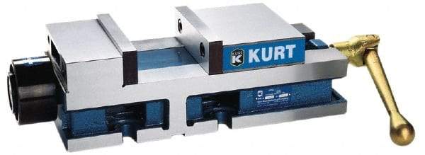 Kurt - 6" Jaw Width, 6" Jaw Opening Capacity, Horizontal Stationary Machine Vise - Hydraulic Operation, 12,600 Lb Capacity, 1 Station, 17" Long x 4.6720" High x 1-31/64" Deep, 1.735" Jaw Height, 3,200 psi Max Clamp Force - Top Tool & Supply