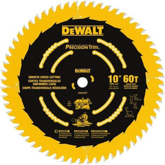 DeWALT - 10" Diam, 5/8" Arbor Hole Diam, 60 Tooth Wet & Dry Cut Saw Blade - Carbide-Tipped, Crosscut & Smooth Action, Standard Round Arbor - Top Tool & Supply