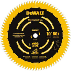 DeWALT - 10" Diam, 5/8" Arbor Hole Diam, 80 Tooth Wet & Dry Cut Saw Blade - Carbide-Tipped, Finishing Action, Standard Round Arbor - Top Tool & Supply