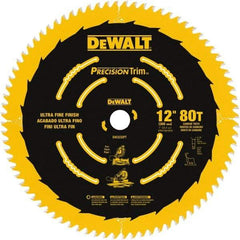 DeWALT - 12" Diam, 1" Arbor Hole Diam, 80 Tooth Wet & Dry Cut Saw Blade - Carbide-Tipped, Finishing Action, Standard Round Arbor - Top Tool & Supply