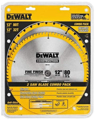 DeWALT - 12" Diam, 1" Arbor Hole Diam, 32 & 80 Tooth Wet & Dry Cut Saw Blade - Carbide-Tipped, Standard Round Arbor - Top Tool & Supply