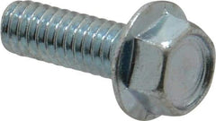 Value Collection - 1/4-20 UNC, 3/4" Length Under Head, Hex Drive Flange Bolt - 3/4" Thread Length, Grade 2 Steel, Serrated Flange, Zinc-Plated Finish - Top Tool & Supply