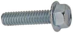 Value Collection - 1/4-20 UNC, 1" Length Under Head, Hex Drive Flange Bolt - 1" Thread Length, Grade 2 Steel, Serrated Flange, Zinc-Plated Finish - Top Tool & Supply