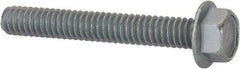 Value Collection - 1/4-20 UNC, 1-3/4" Length Under Head, Hex Drive Flange Bolt - 1-3/4" Thread Length, Grade 2 Steel, Serrated Flange, Zinc-Plated Finish - Top Tool & Supply