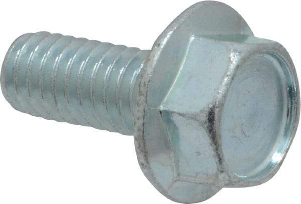 Value Collection - 5/16-18 UNC, 3/4" Length Under Head, Hex Drive Flange Bolt - 3/4" Thread Length, Grade 2 Steel, Serrated Flange, Zinc-Plated Finish - Top Tool & Supply