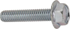 Value Collection - 5/16-18 UNC, 1-1/2" Length Under Head, Hex Drive Flange Bolt - 1-1/2" Thread Length, Grade 2 Steel, Serrated Flange, Zinc-Plated Finish - Top Tool & Supply