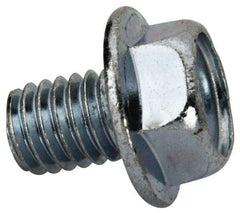 Value Collection - 3/8-16 UNC, 1/2" Length Under Head, Hex Drive Flange Bolt - 1/2" Thread Length, Grade 2 Steel, Serrated Flange, Zinc-Plated Finish - Top Tool & Supply